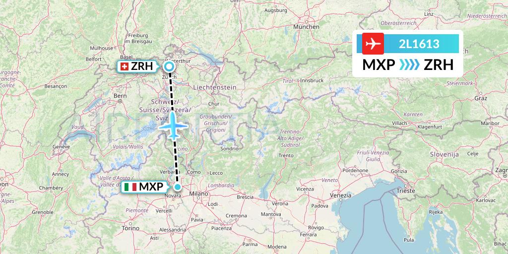 2L1613 Helvetic Airways Flight Map: Milan to Zurich
