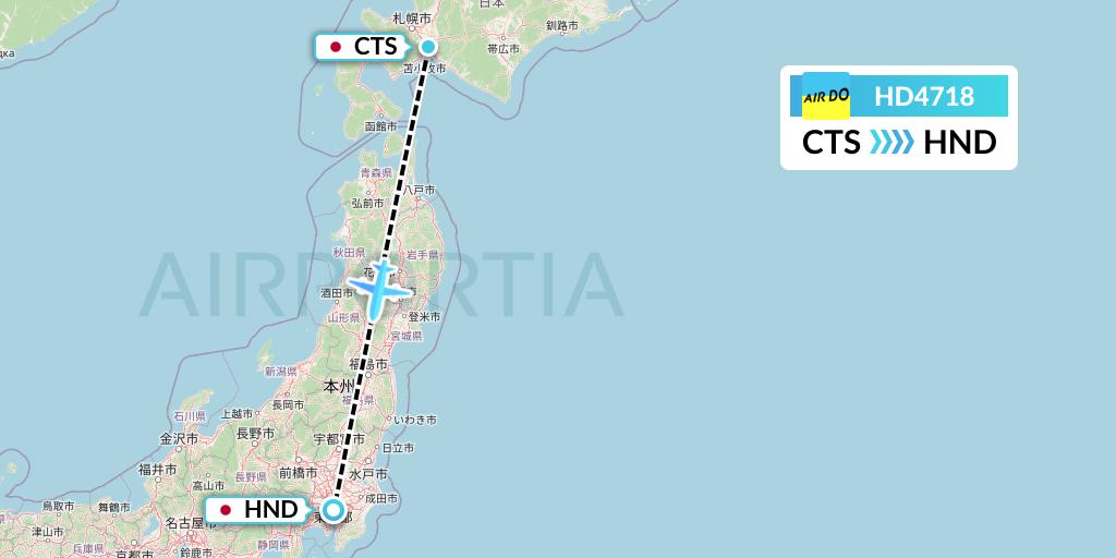 HD4718 Air Do Flight Map: Sapporo to Tokyo