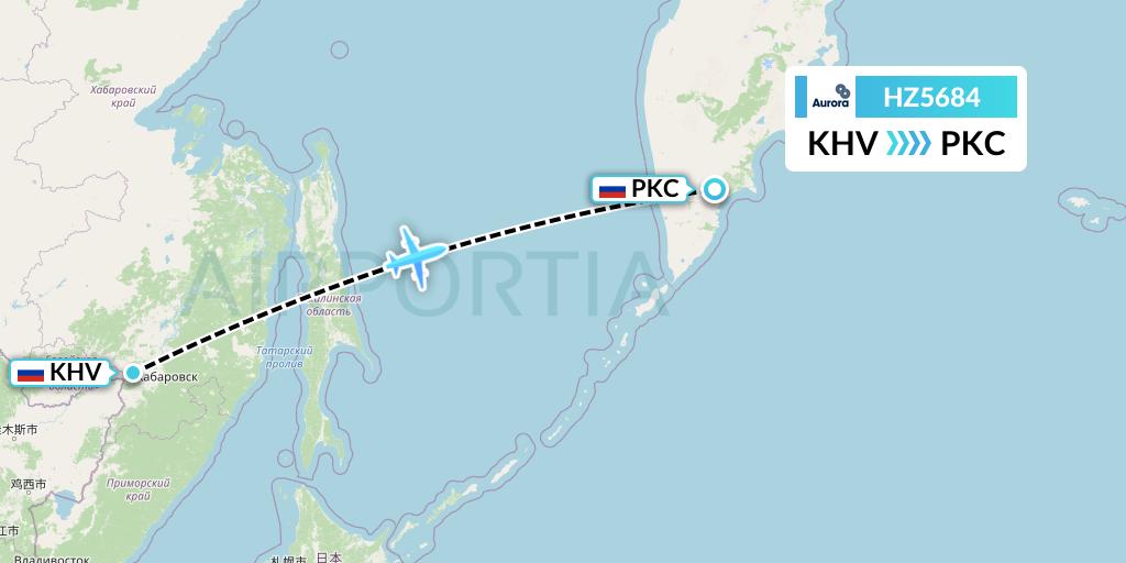 HZ5684 Aurora Flight Map: Khabarovsk to Petropavlovsk-Kamchatsky