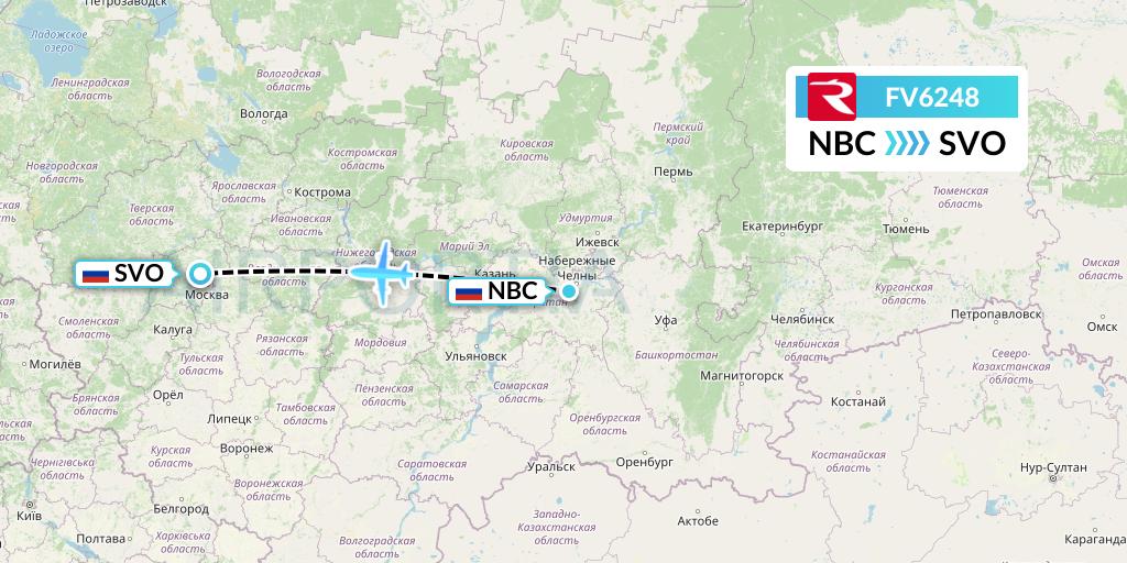 FV6248 Rossiya Flight Map: Naberezhnye Chelny to Moscow