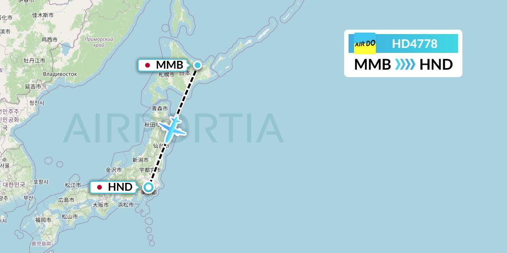 HD4778 Air Do Flight Map: Memanbetsu to Tokyo