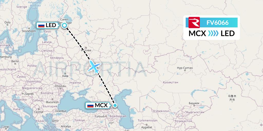 FV6066 Rossiya Flight Map: Makhachkala to St. Petersburg