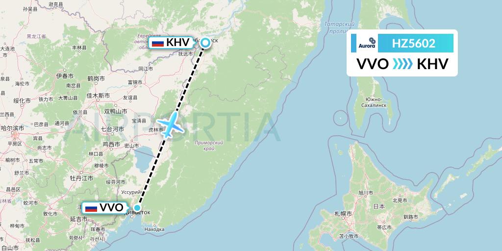 HZ5602 Aurora Flight Map: Vladivostok to Khabarovsk