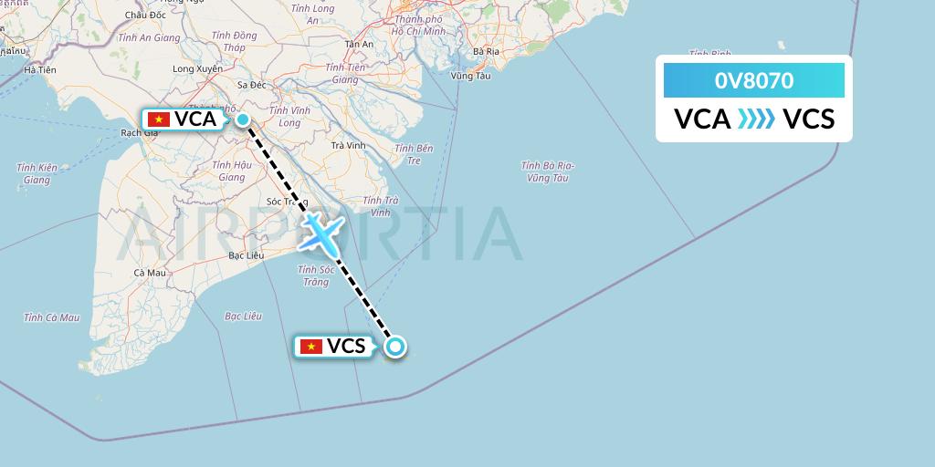 0V8070 Vietnam Air Services Company Flight Map: Can Tho to Con Dao
