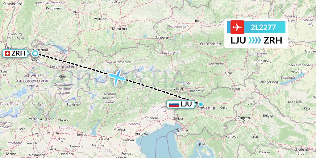 2L2277 Helvetic Airways Flight Map: Ljubljana to Zurich