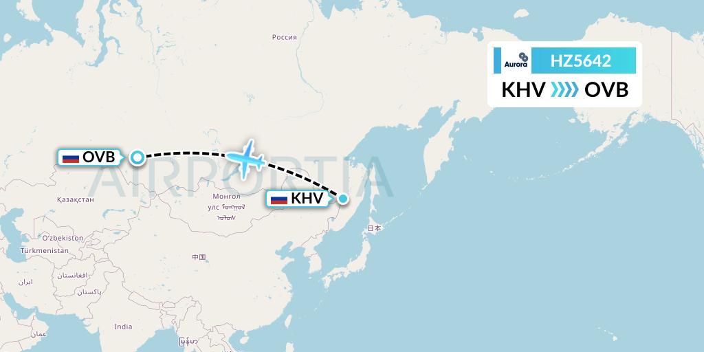 HZ5642 Aurora Flight Map: Khabarovsk to Novosibirsk
