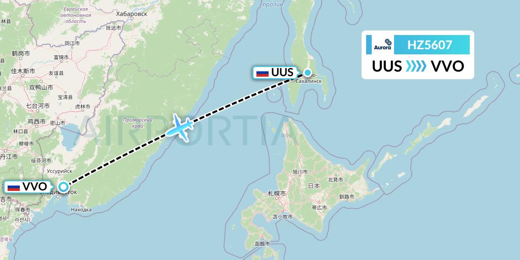 HZ5607 Aurora Flight Map: Yuzhno-Sakhalinsk to Vladivostok