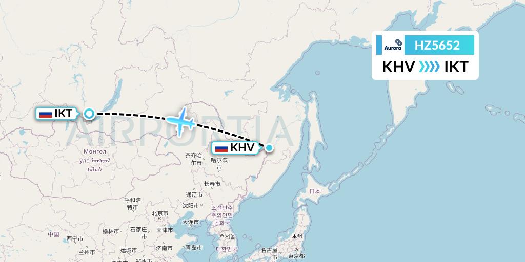 HZ5652 Aurora Flight Map: Khabarovsk to Irkutsk