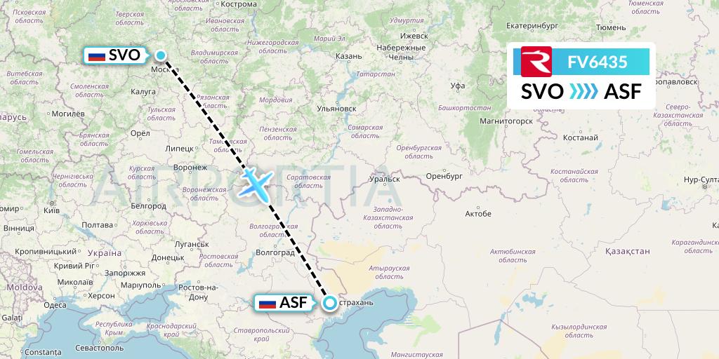 FV6435 Rossiya Flight Map: Moscow to Astrakhan
