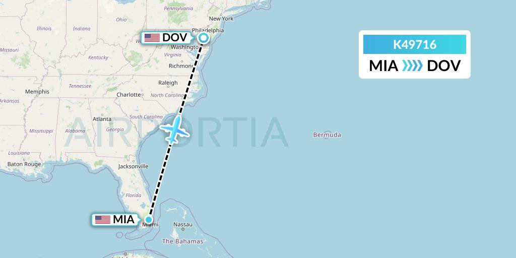 K49716 Kalitta Air Flight Map: Miami to Dover-Cheswold