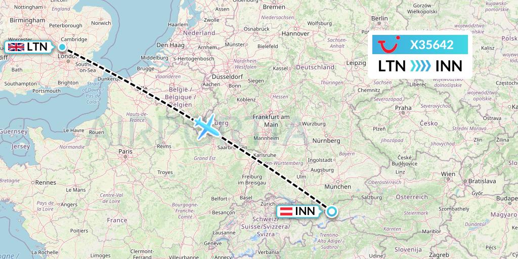 X35642 TUI fly Germany Flight Map: London to Innsbruck