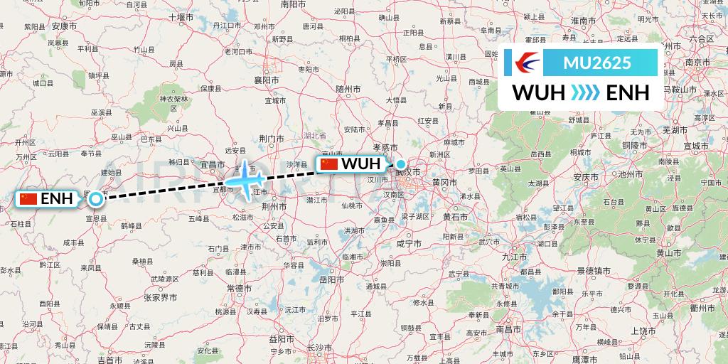 MU2625 China Eastern Airlines Flight Map: Wuhan to Enshi