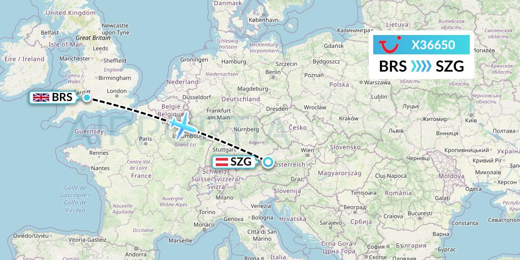 X36650 TUI fly Germany Flight Map: Bristol to Salzburg