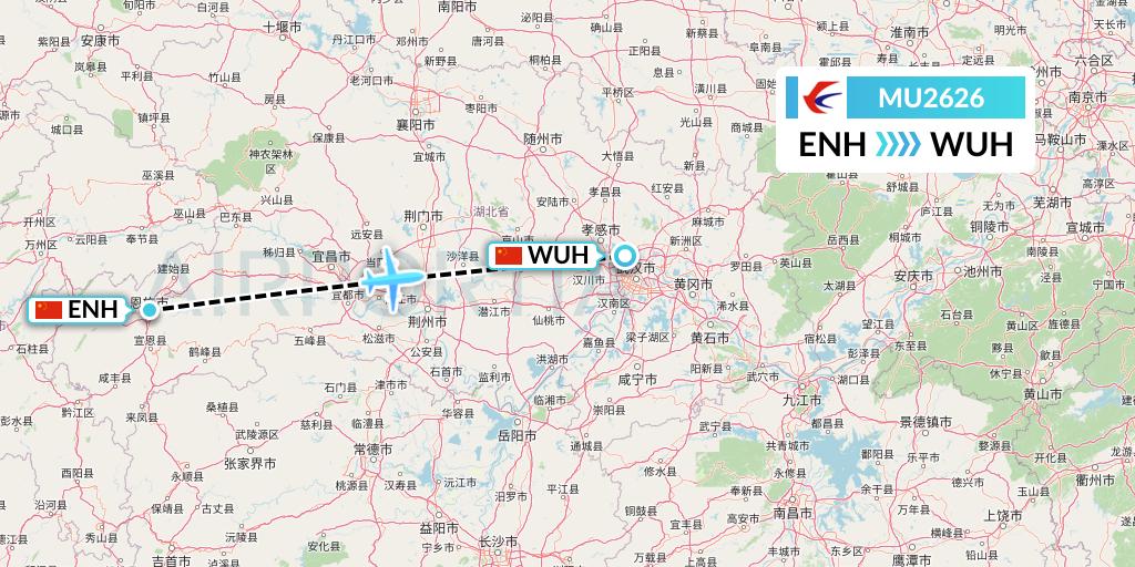 MU2626 China Eastern Airlines Flight Map: Enshi to Wuhan