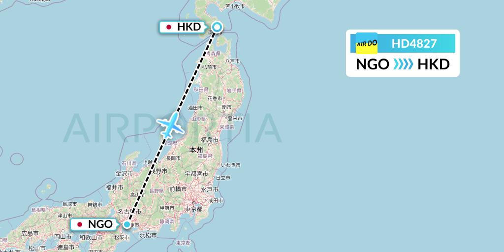 HD4827 Air Do Flight Map: Nagoya to Hakodate