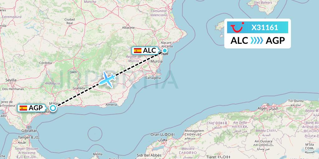 X31161 TUI fly Germany Flight Map: Alicante to Malaga