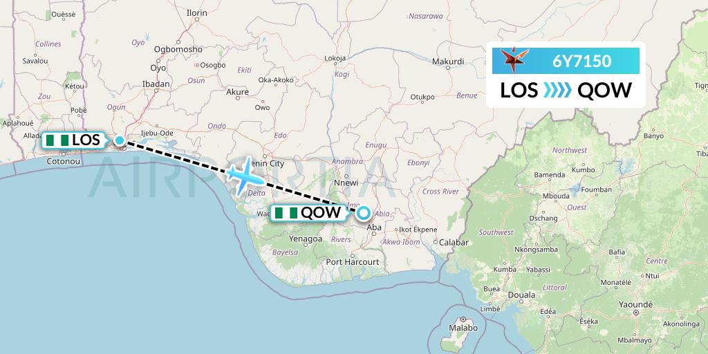 6Y7150 SmartLynx Flight Map: Lagos to Owerri