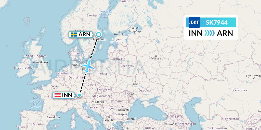 SK7944 SAS Flight Map: Innsbruck to Stockholm