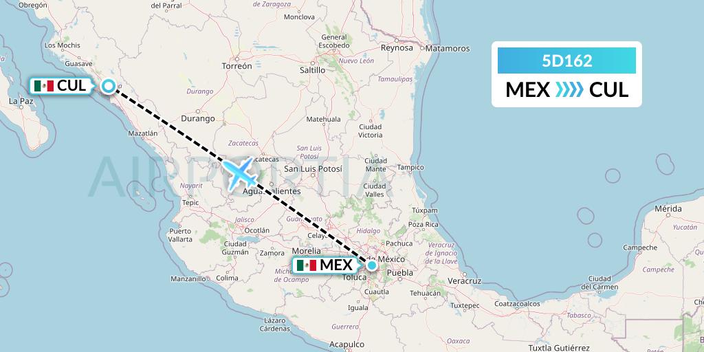 5D162 Aeromexico Connect Flight Map: Mexico City to Culiacan