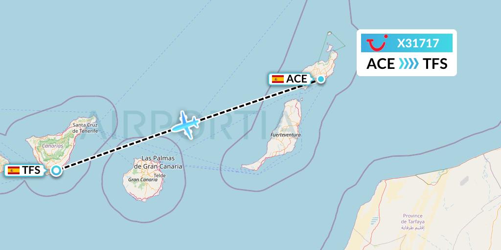 X31717 TUI fly Germany Flight Map: Lanzarote to Tenerife