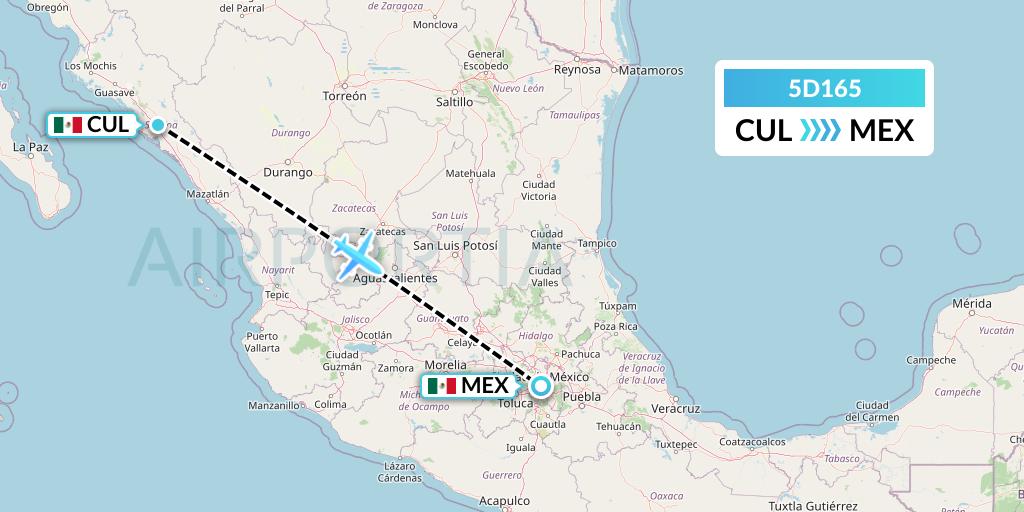 5D165 Aeromexico Connect Flight Map: Culiacan to Mexico City