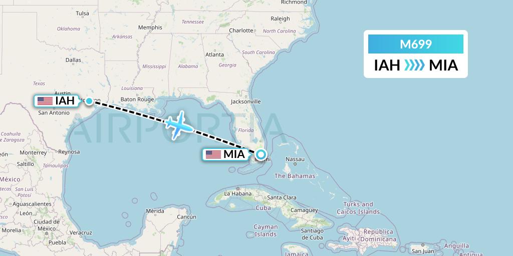 M699 Amerijet International Flight Map: Houston to Miami