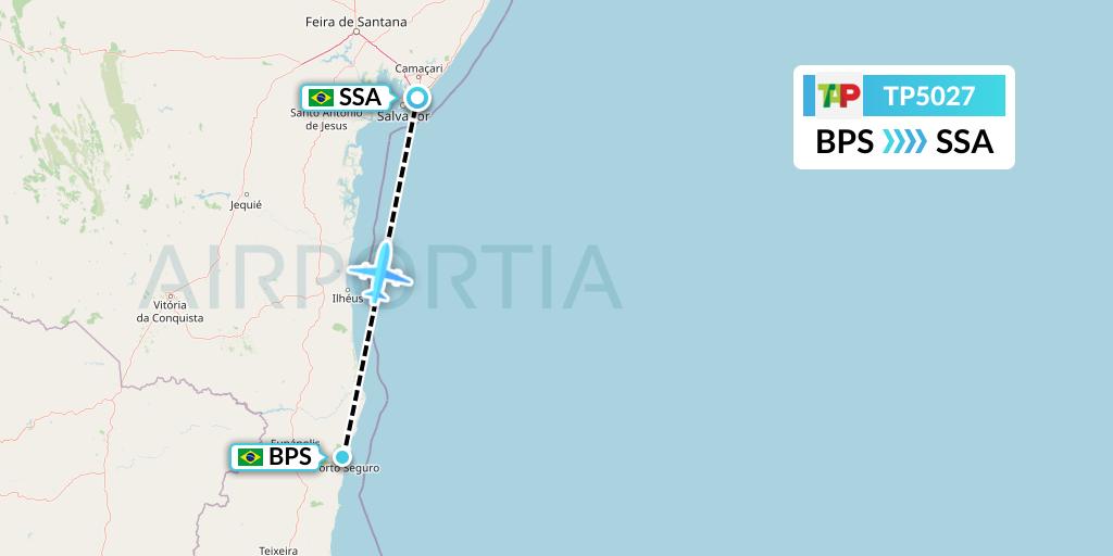 TP5027 TAP Portugal Flight Map: Porto Seguro to Salvador