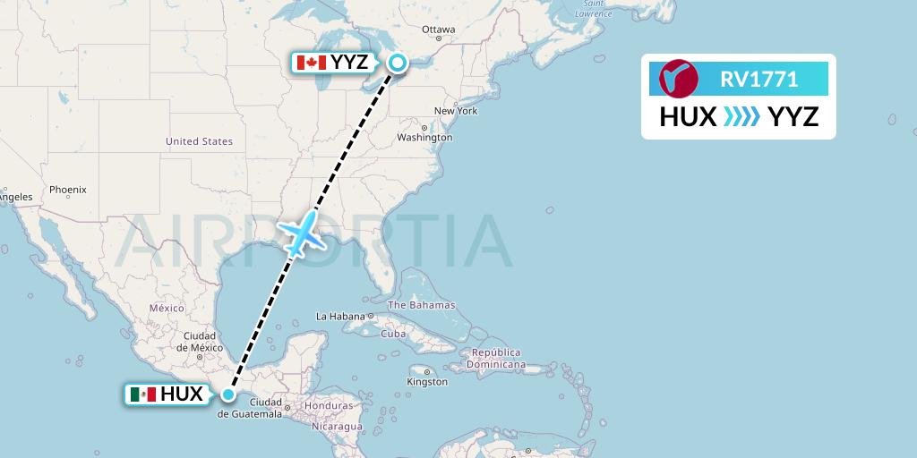 RV1771 Air Canada Rouge Flight Map: Huatulco to Toronto