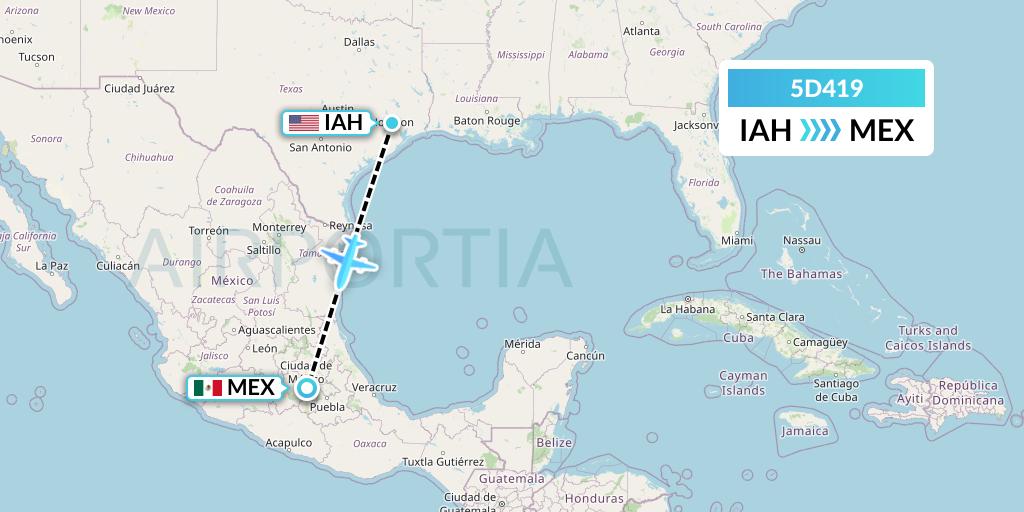 5D419 Aeromexico Connect Flight Map: Houston to Mexico City