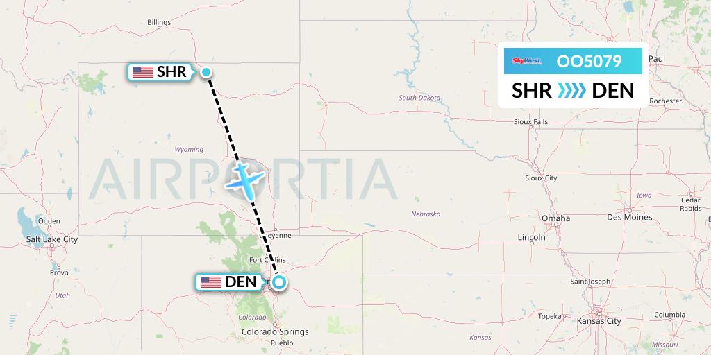 OO5079 SkyWest Airlines Flight Map: Sheridan to Denver