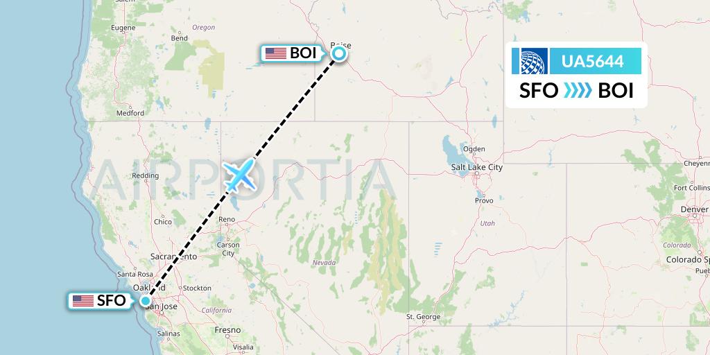 UA5644 United Airlines Flight Map: San Francisco to Boise