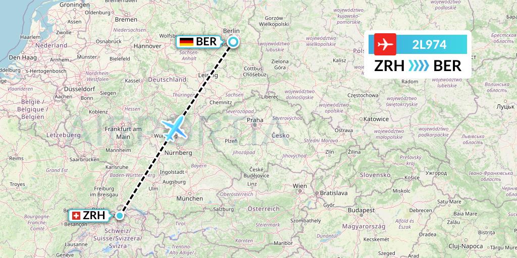 2L974 Helvetic Airways Flight Map: Zurich to Berlin