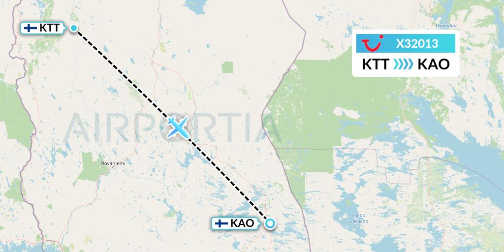 X32013 TUI fly Germany Flight Map: Kittila to Kuusamo
