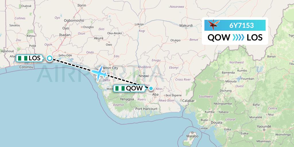 6Y7153 SmartLynx Flight Map: Owerri to Lagos