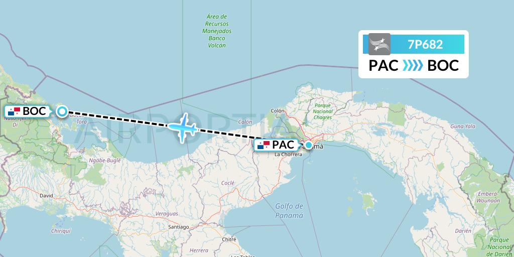 7P682 Air Panama Flight Map: Panama City to Isla Colon
