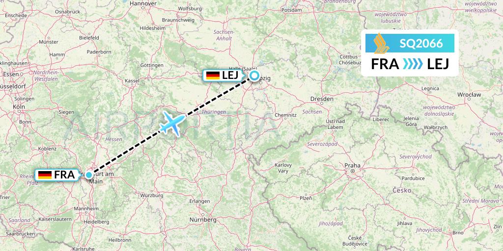 SQ2066 Singapore Airlines Flight Map: Frankfurt to Leipzig