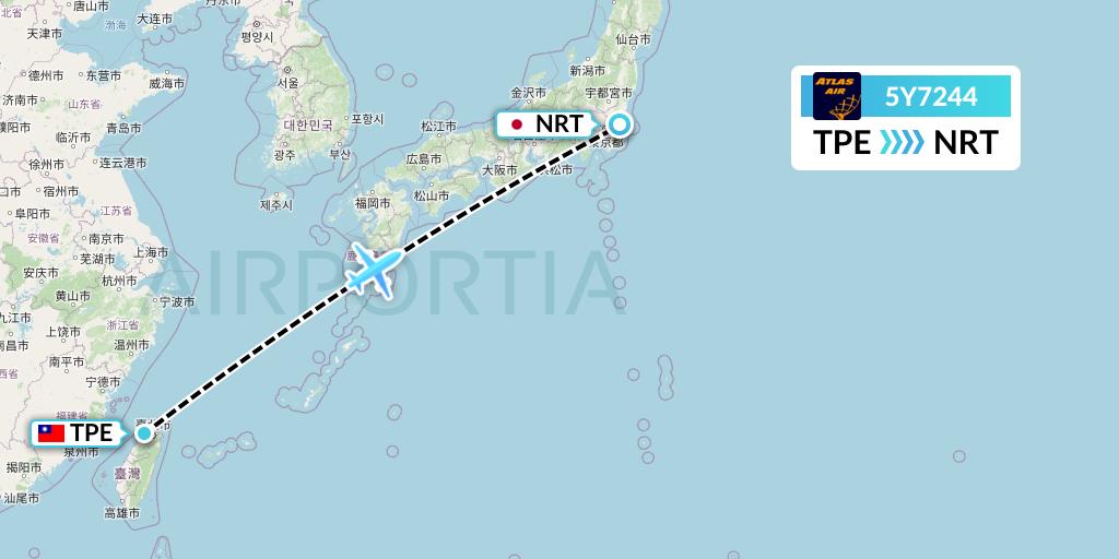 5Y7244 Atlas Air Flight Map: Taipei to Tokyo