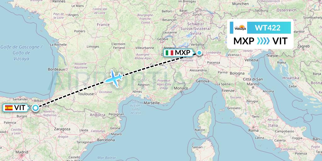 WT422 Swiftair Flight Map: Milan to Vitoria