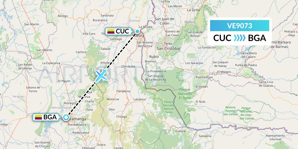 VE9073 Easyfly Flight Map: Cucuta to Bucaramanga