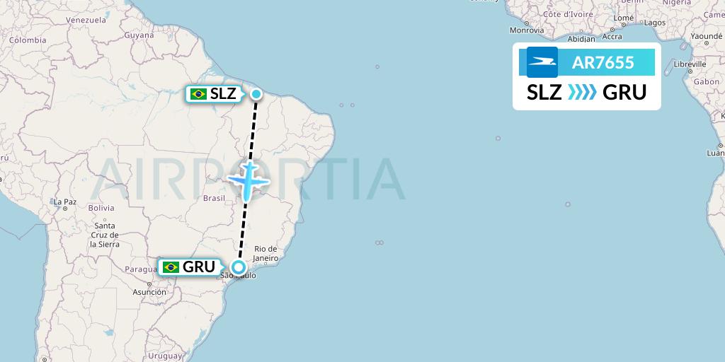 AR7655 Aerolineas Argentinas Flight Map: Sao Luis to Sao Paulo