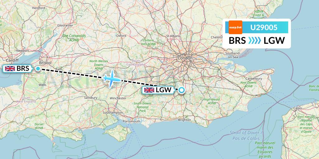U29005 EasyJet Flight Map: Bristol to London