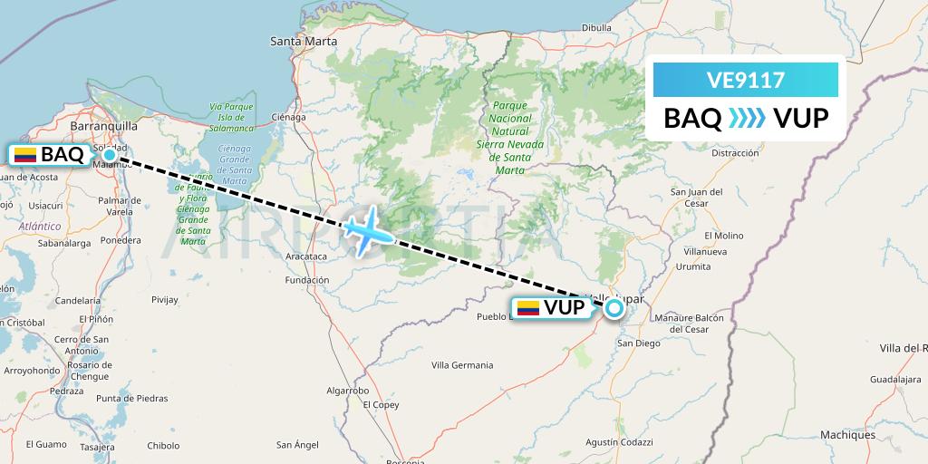 VE9117 Flight Status Easyfly Barranquilla to Valledupar (EFY9117)