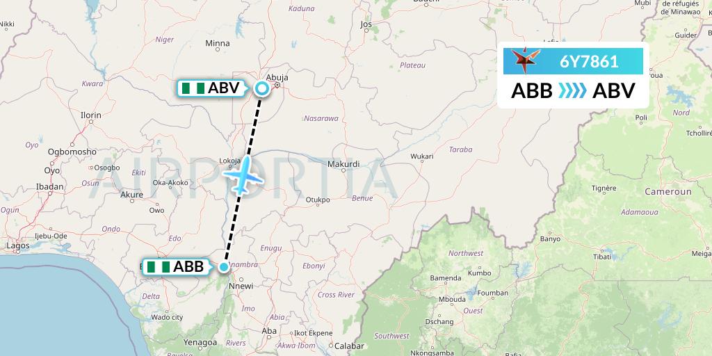 6Y7861 SmartLynx Flight Map: Asaba to Abuja