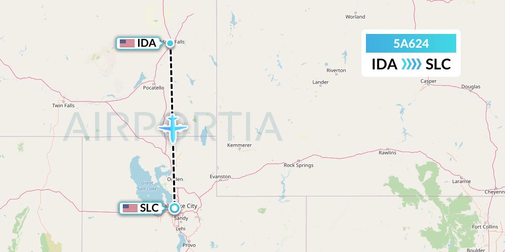 5A624 Alpine Air Express Flight Map: Idaho Falls to Salt Lake City