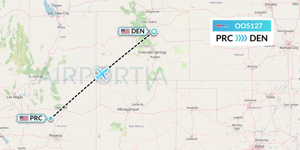 OO5127 SkyWest Airlines Flight Map: Prescott to Denver