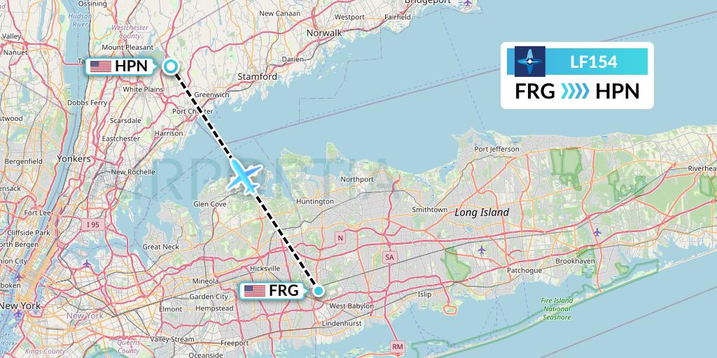 LF154 Corporate Flight Management Flight Map: Farmingdale to White Plains