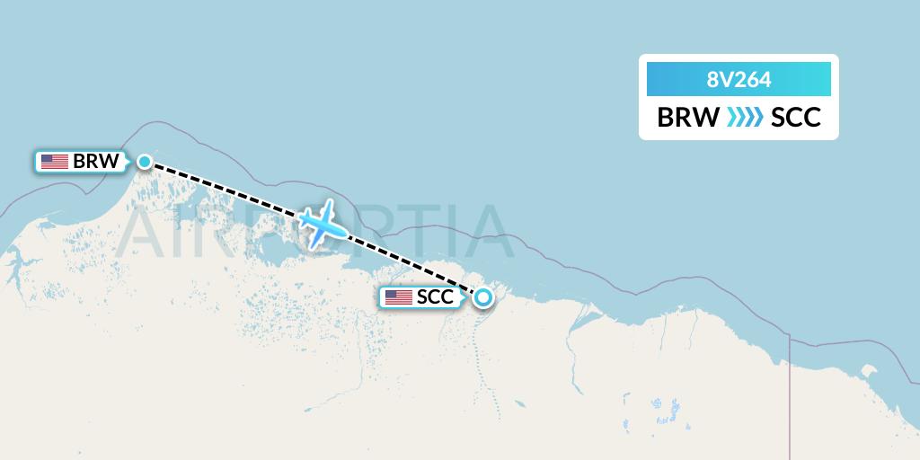 8V264 Wright Air Service Flight Map: Barrow to Deadhorse
