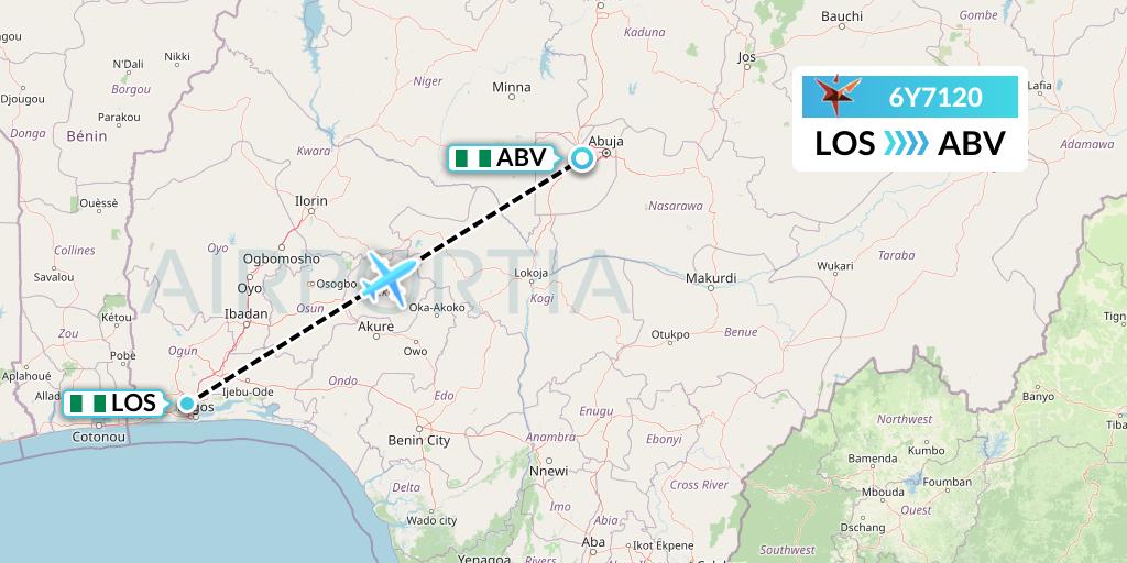 6Y7120 SmartLynx Flight Map: Lagos to Abuja