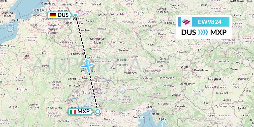 EW9824 Eurowings Flight Map: Dusseldorf to Milan