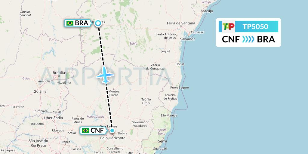 TP5050 TAP Portugal Flight Map: Belo Horizonte to Barreiras